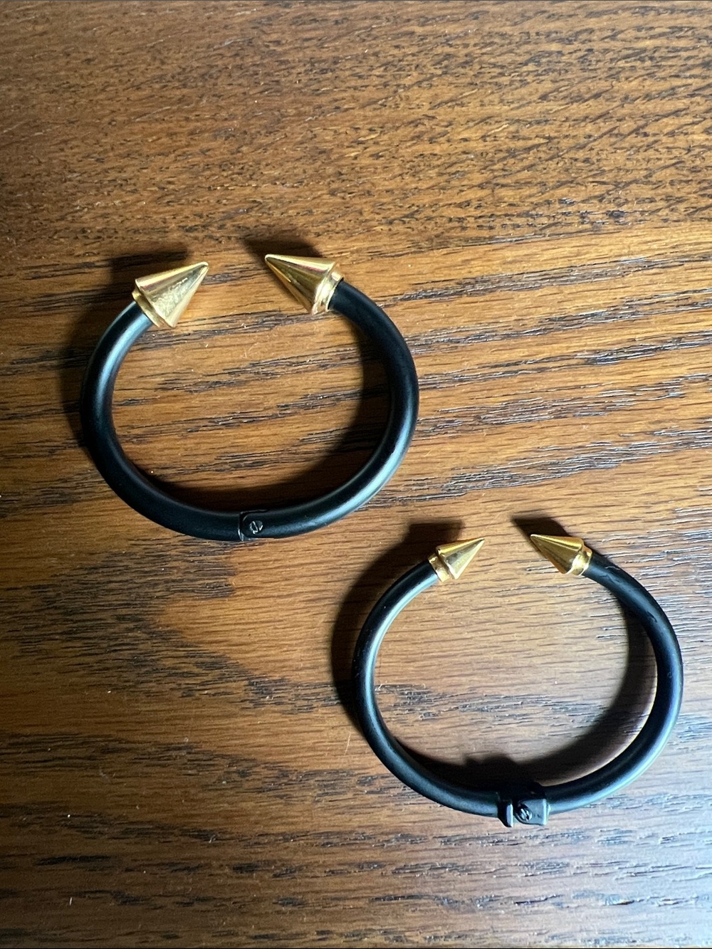 Vita Fede Black and Gold Spike Cuff Bracelets (Pair)